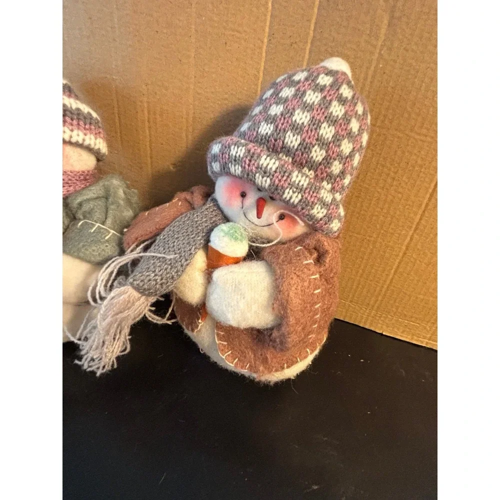 2 Plush Snowman Christ Snowman Christmas Decorations with Ice Cream Cones